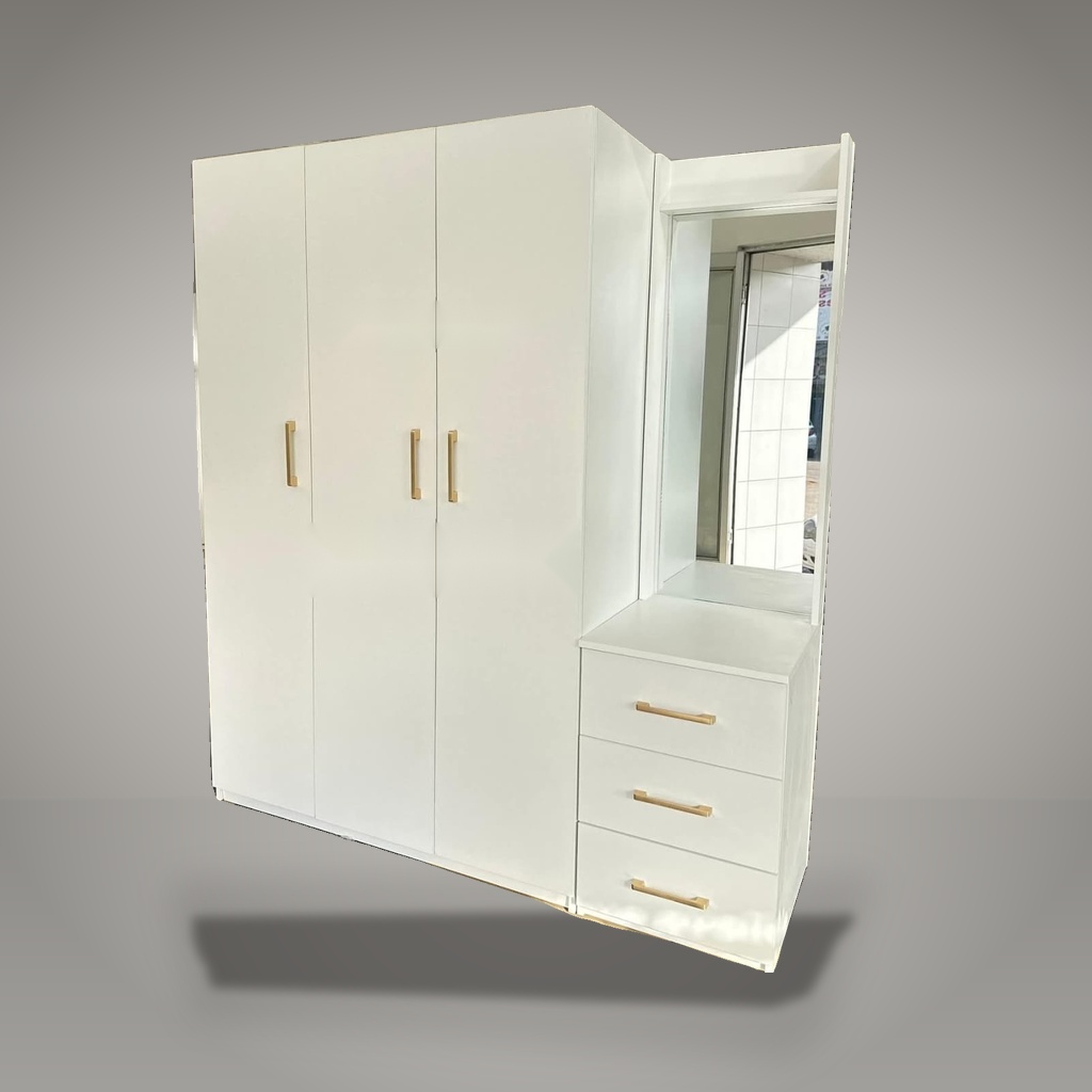 Kombera 3-Door Wardrobe with Integrated 3-Drawer Vanity & Mirror