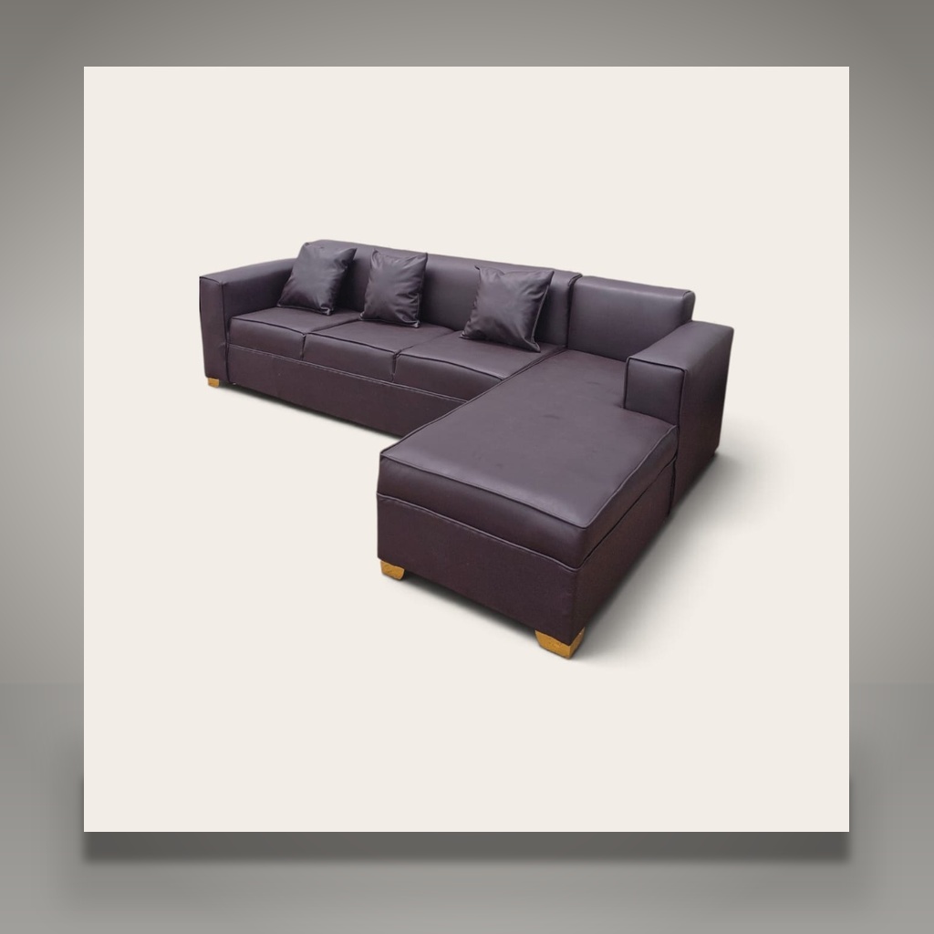 Kombera Espresso Bonded Leather Bachelor L-Shape Sectional