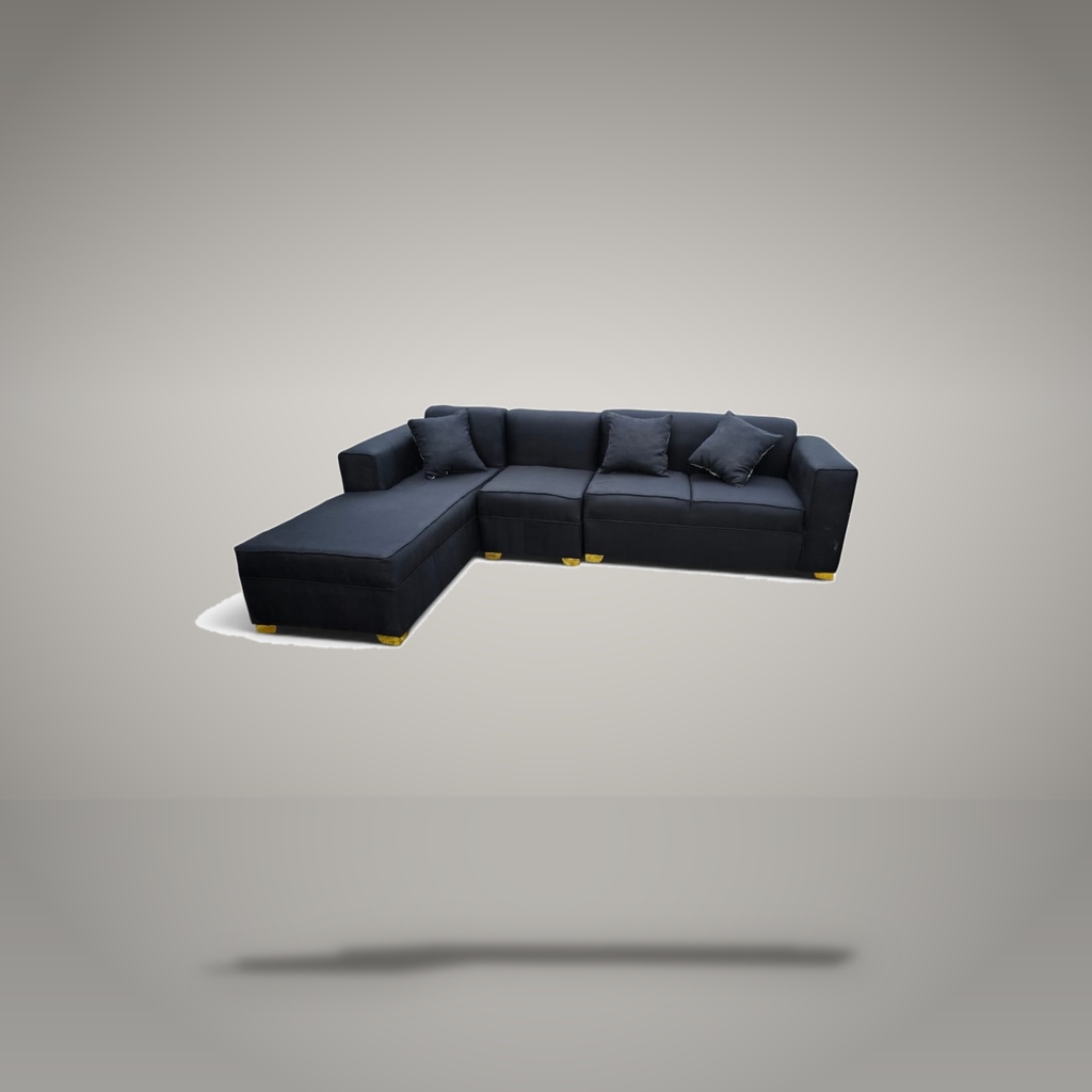Kombera Midnight Navy Fabric Bachelor L-Shape Sectional